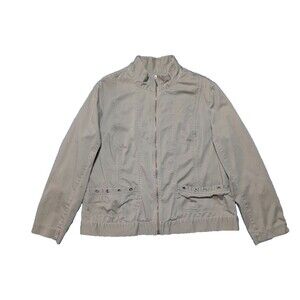 Christopher & Banks Women's Tan Zip Up Long Sleeve Jacket With Front Pockets XL